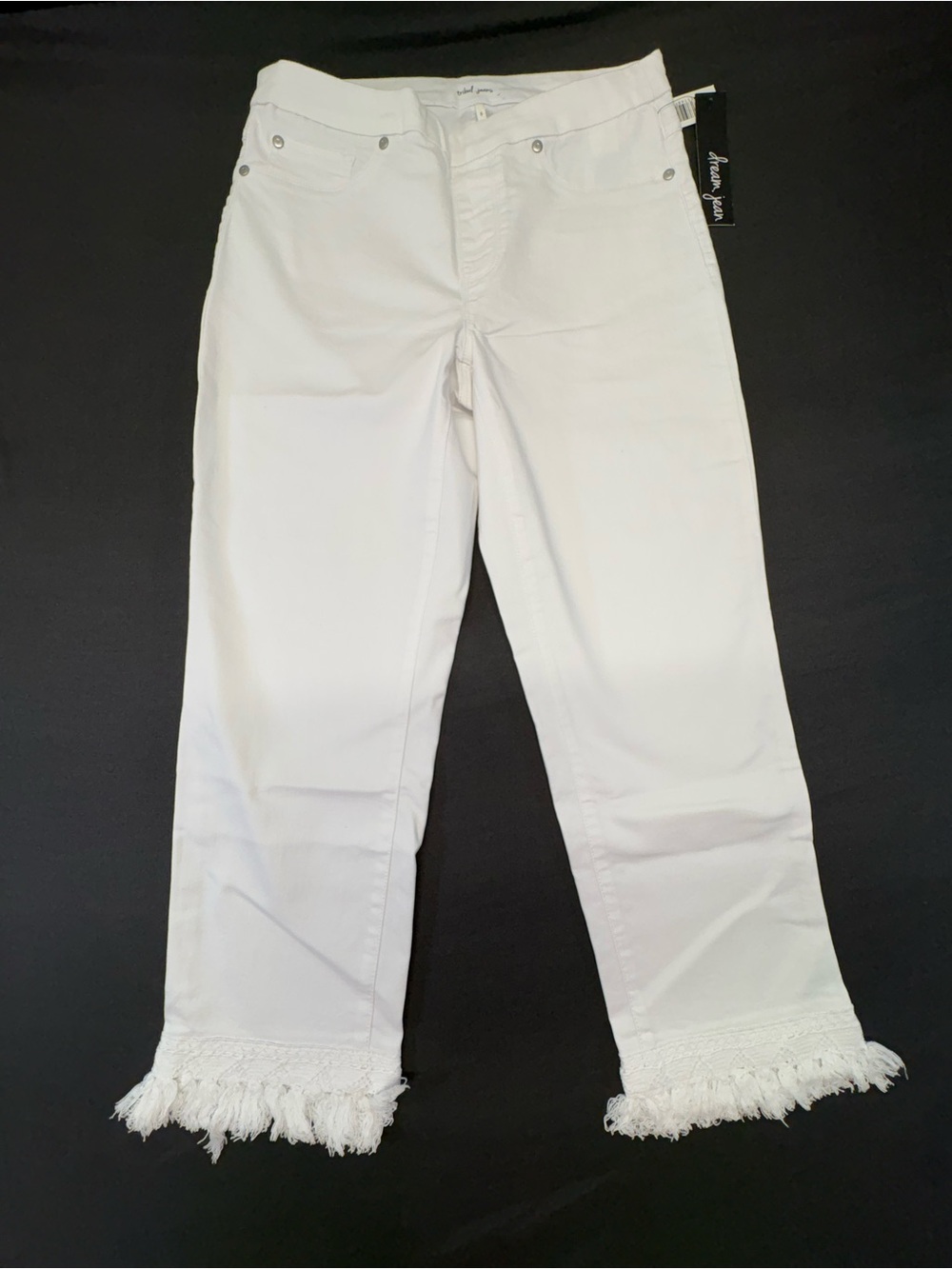 NWT Tribal Jeans White Crop Straight Leg Denim Pants Size 8